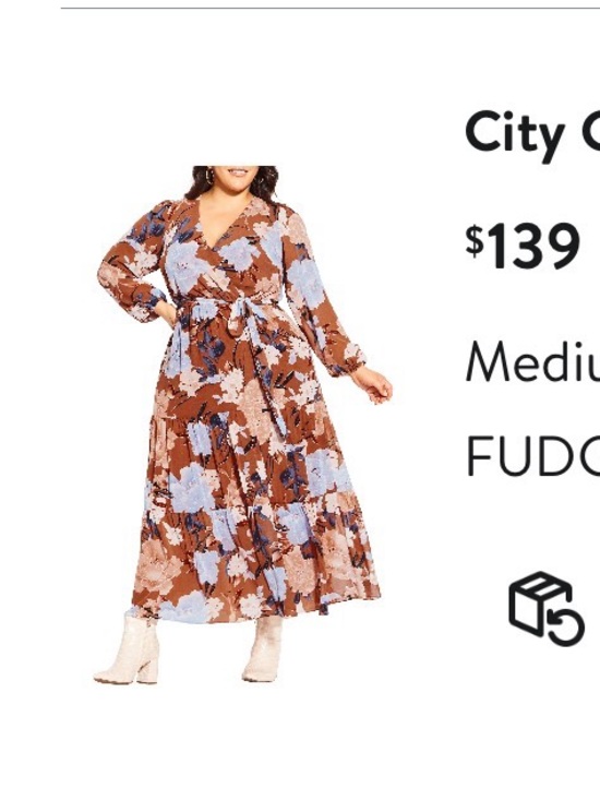 City Chic Dresses & Skirts - Plus Floral Wrap Midi Dress in Brown and Blue